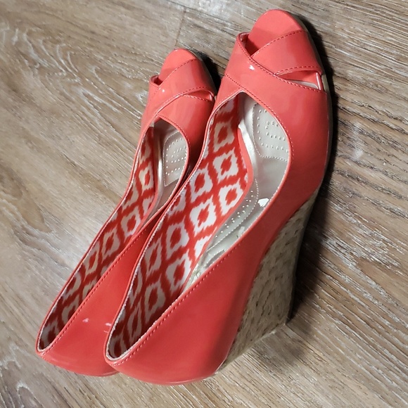 (8.5) Dexflex Comfort Peep Toe Wedge Heel Espadrilles Modern Contemporary - Picture 10 of 15